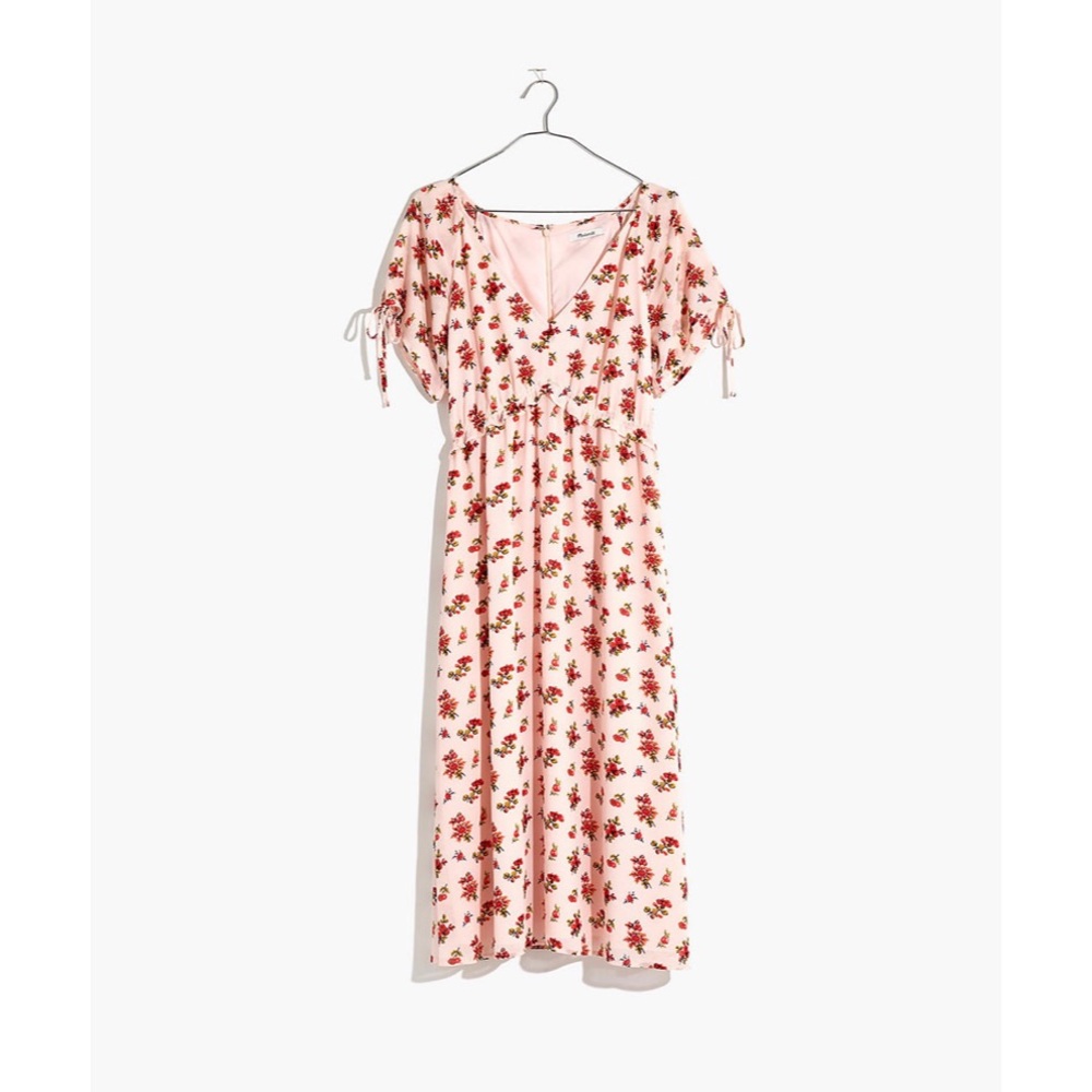 MADEWELL Tie-Sleeve Ruffle-Waist Midi Dress - Countryside Blooms - 6